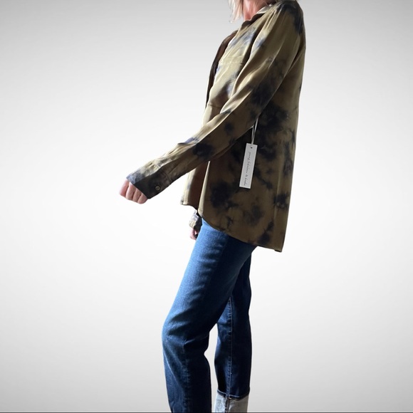 YFB Fern Vancouver Wash Susan Satin Button Down In Dark Green S - Picture 8 of 9